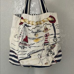 Brighton Nautical Canvas Tote - Cream and Red